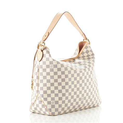 LOUIS VUITTON Damier Azur Delightful MM Rose Ballerine .